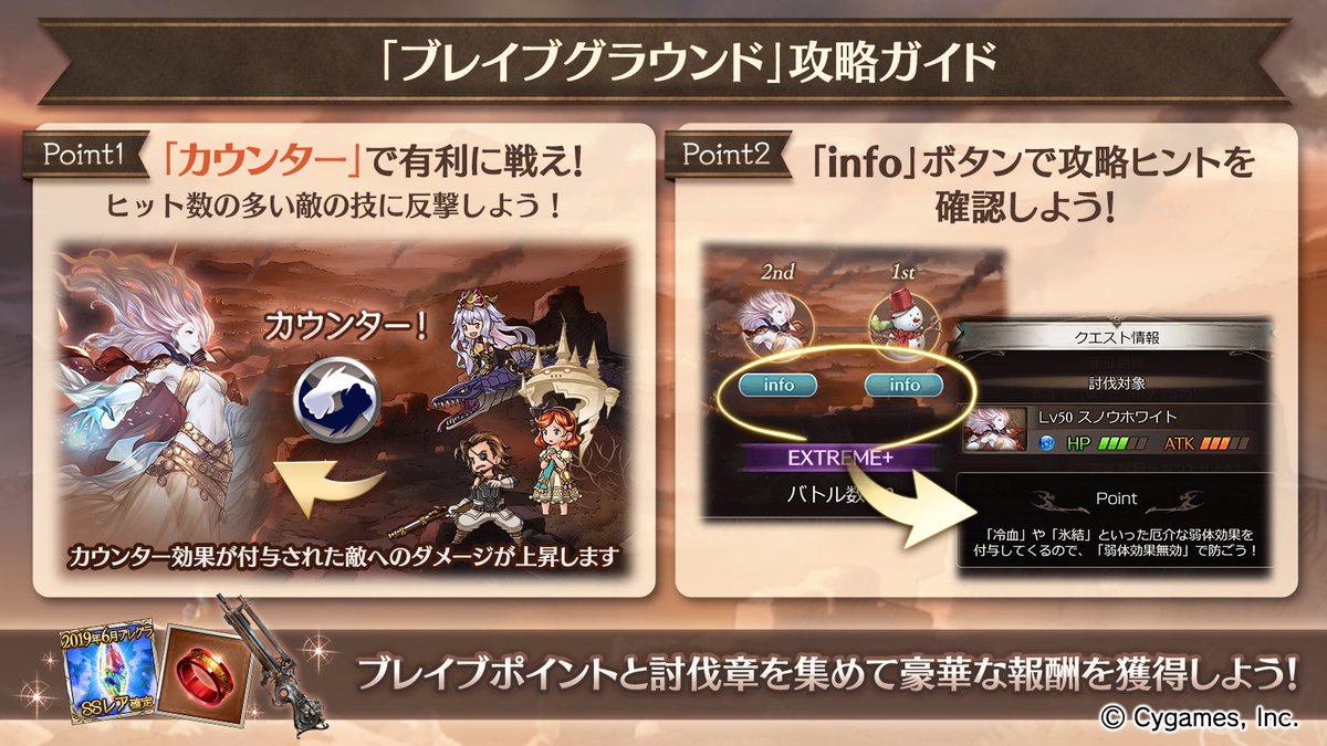 グランブルーファンタジー グランブルーファンタジー 6 4 火 17 00よりイベント ブレイブグラウンド を開催します 複数のパーティを編成して 複数のバトルに連続で挑戦する 連隊戦 を楽しもう 今回の攻略ポイントを公開しますので 土属性の