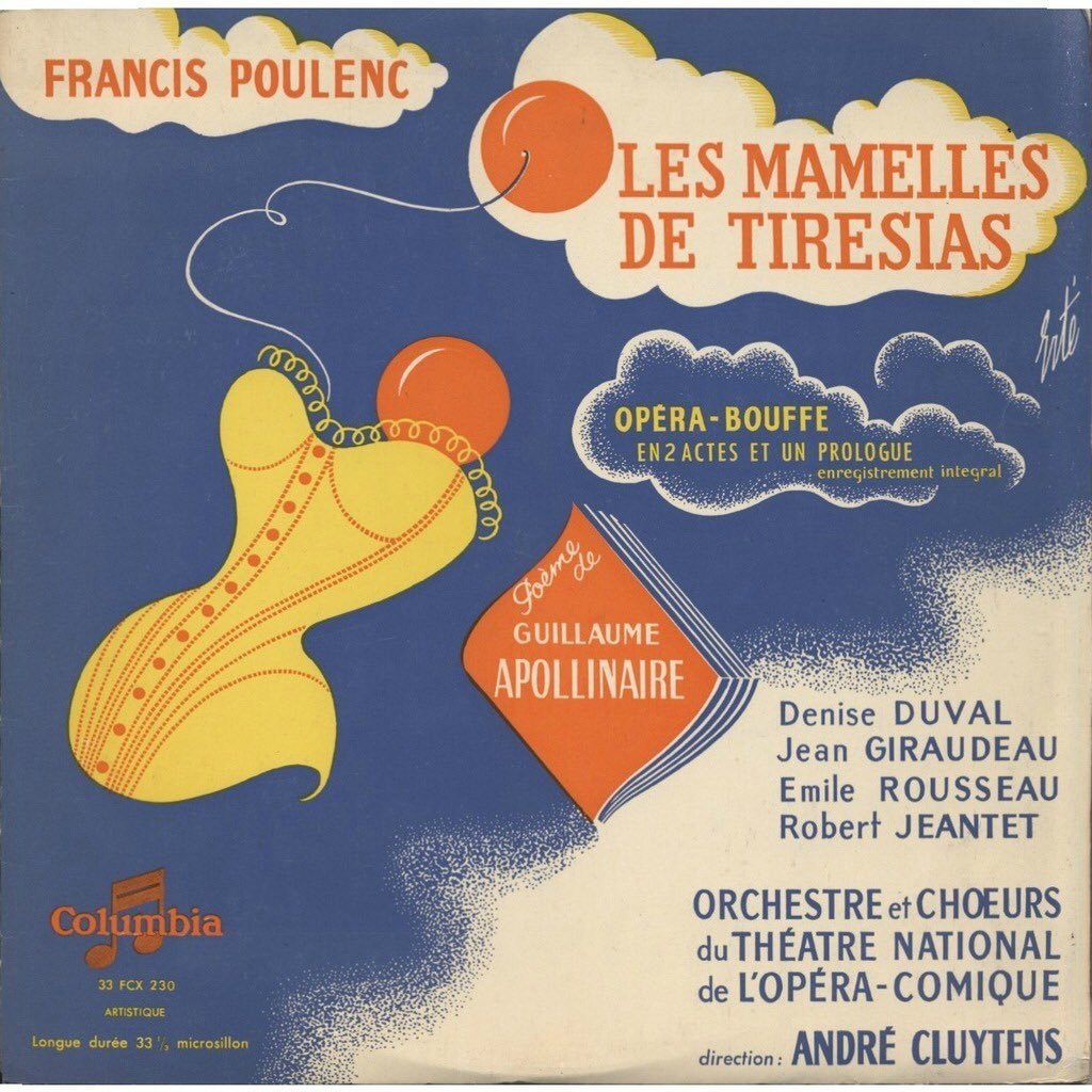 Opera with Opera News on X: "Premiered #OTD in 1947 at the ⁦@Opera_Comique⁩  in Paris: Poulenc's Les Mamelles de Tirésias, with Denise Duval in her  first Poulenc creation. https://t.co/cTkeLUvc73" / X