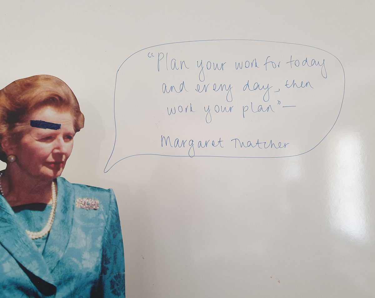OundlePolitics's tweet photo. Maggie wishes all U6 good luck in their Paper 1 UK Politics exam this afternoon, and gives some wise advice.
"Plan your work for today and every day, and work your plan" - Margaret Thatcher.
#getrevising #essayplanning #readthequestion #sticktotime #firstofthree https://t.co/nW0lGlmQ58