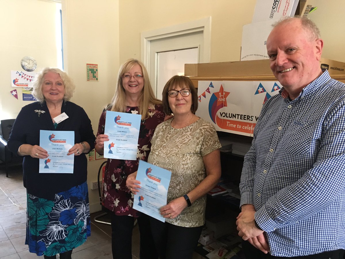 CruseScot_help's tweet photo. @CruseScot_West with Linda, Lillian and Doreen more @CruseScot_West volunteers celebrating #VolunteersWeek2019 https://t.co/9s3czFrcPc
