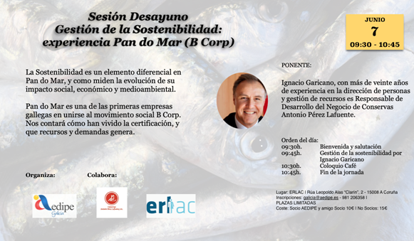 aedipegalicia's tweet photo. Comparte experiencias con Ignacio Garicano. Nos hablará de #pandomar una de las pocas empresas gallegas con la certificación @BCorporation. Será el próximo 7 de junio en @Fundacion_ERLAC
Mas info: https://t.co/2MoNAsFDy1
#gestion #sostenibilidad https://t.co/1WSRbT0bBE
