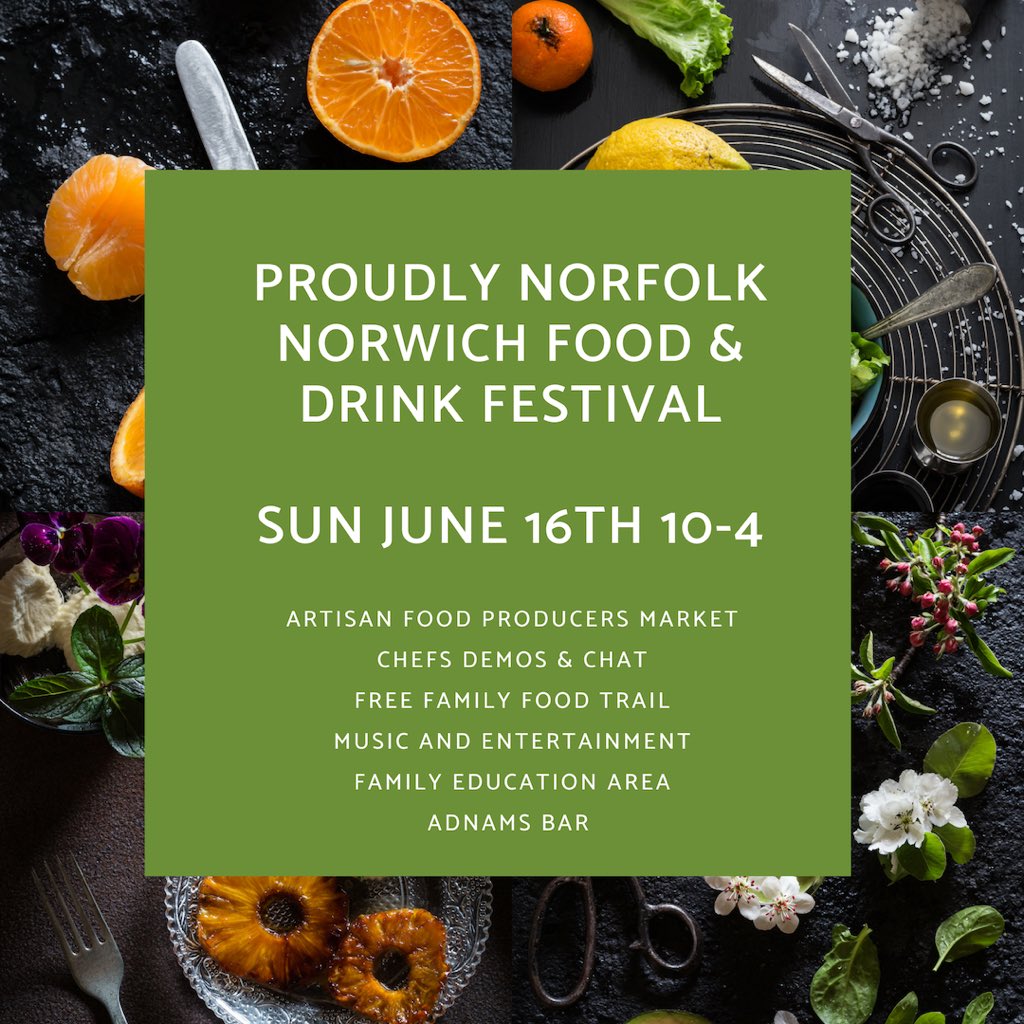 #savethedate #ProudlyNorfolk #foodanddtink festival on Fathers Day in Norwich. So much to do across the whole day: producers market, food trail, live music entertainment! Inc chefs demo. Plus <a href="/Adnams/">Adnams Southwold</a> bar- come on over!