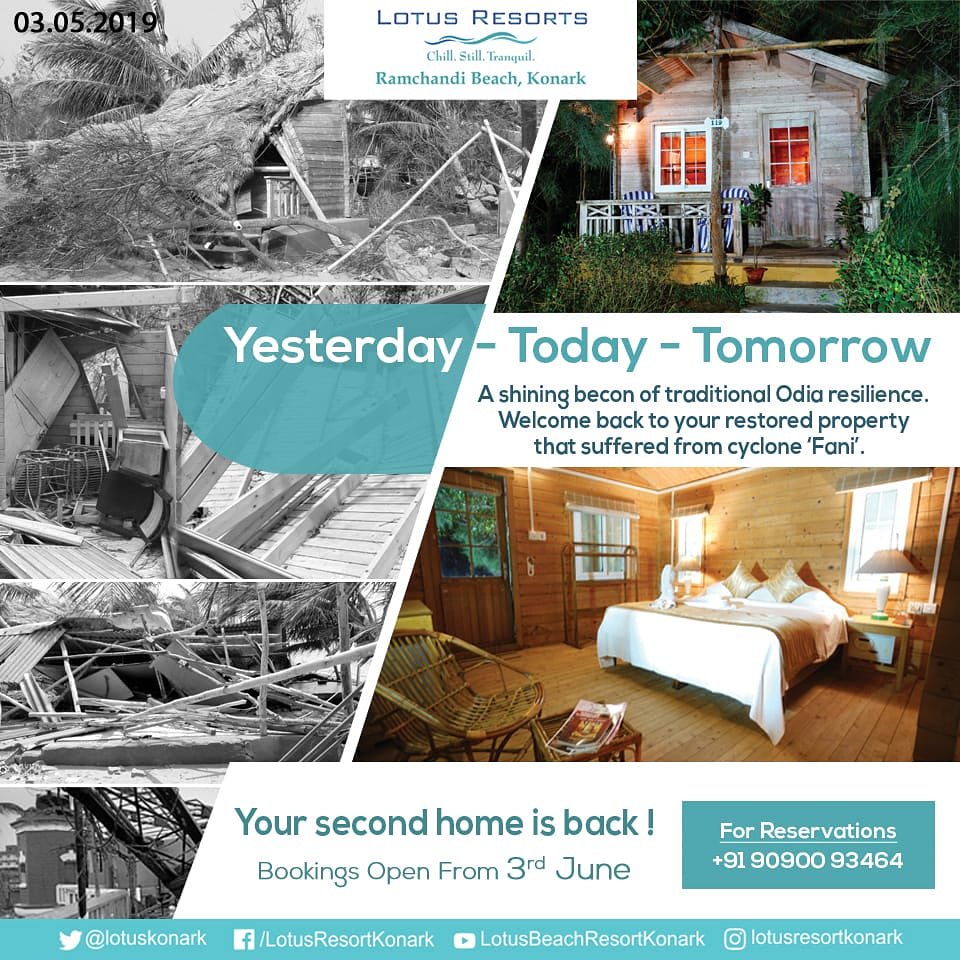 lotuskonark's tweet image. See, how we have restored your favourite leisure destination from cyclone 'Fani'. Welcome to Lotus Eco Beach Resort, Konark.

#LotusEcoResort #KamatHotels #Khil #KamatKhandan #Konark #Odisha #OdishaTourism #IndiaTourism