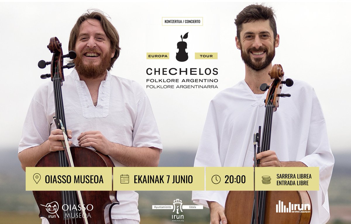 Irun_informa's tweet photo. 🎼🌎 AGENDA | La gira internacional del dúo argentino #Chechelos recala este viernes en #Irun.
🔗 https://t.co/WKbjLLmEzk
#Irun https://t.co/AH1NnKuNIU