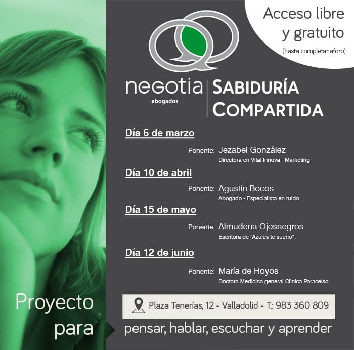 negotiaabogados's tweet photo. ✨ #SABIDURIACOMPARTIDA
👩‍⚕️ María de Hoyos, Doctora de Medicina General Clínica Paracelso.

📅 12 de junio a las 19.00 h.

🏡 #Negotia Valladolid, plaza Tenerías 12.

👉 Porque las Salud es importante.

🥂 Después charlaremos alrededor de un vino español.

Entrada gratuita https://t.co/7ovSwjaBJR