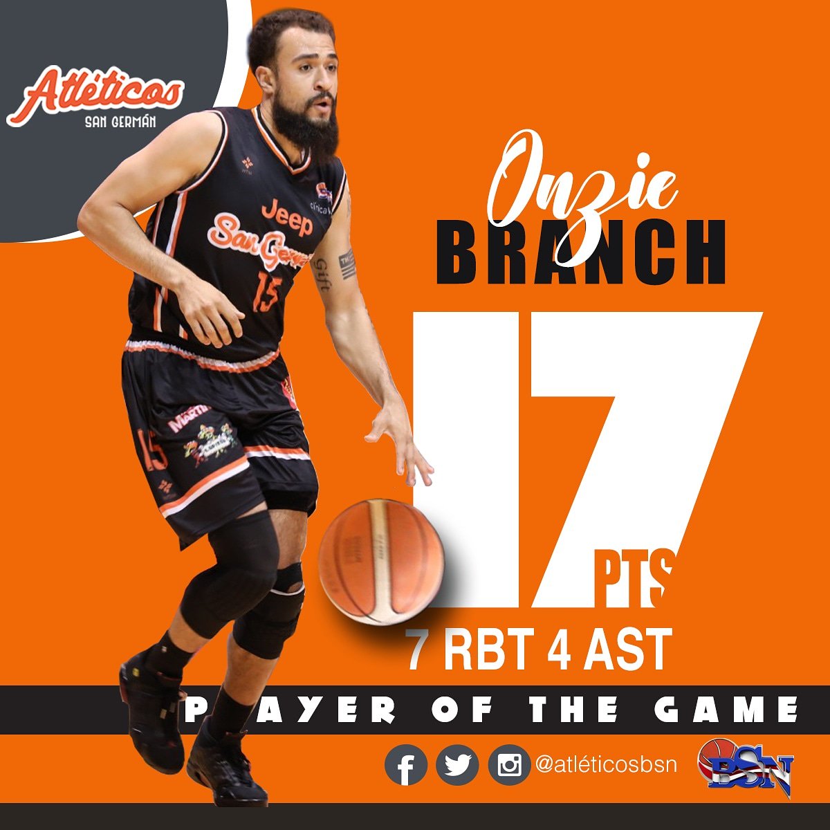 atleticosbsn's tweet photo. #AtleticoDelPartido

✅¡Vuelve a la carga @Zaytoven55!

🏀 Onzie Branch aportó en todas las áreas de juego siendo clave en la victoria

📊 Branch anotó 17 puntos, recuperó 7 rebotes y asistió en 4 ocasiones en 30 minutos de juego, esto manteniendo el balance en el lado defensivo https://t.co/bgs6uZ1jEz