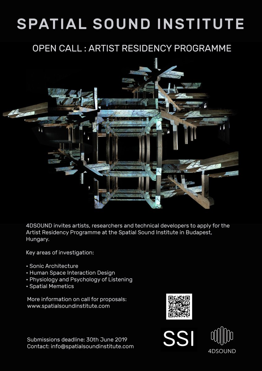 Spatial Sound Institute release Open Call for Artist Residency. A great opportunity to spend some time working with Lemur and the <a href="/4DSOUND/">4DSOUND</a> system? spatialsoundinstitute.com/OPEN-CALL-ARTI…