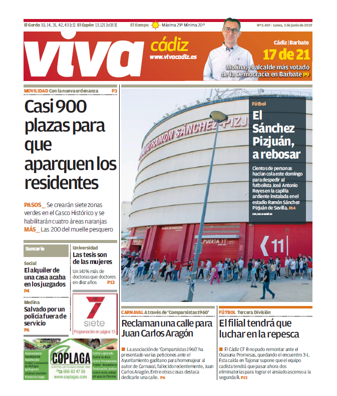 AxSI_Comunica's tweet photo. ↘️ La #Portada de @vivacadiz, hoy 03/06/19, destaca la entrevista a Miguel Molina @pamiguelmolina "el alcalde de la Democracia más votado en #Barbate", por de @younesnp 

🖇️ 🗞️ Cc/ Canal 🔳Prensa andaluza #EnPortada #Portadas de @JPBellido https://t.co/jmlOYHjXhl