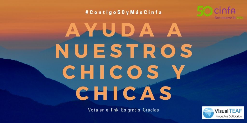 VisualTeaf's tweet image. Ayuda a nuestros chicos y chicas 😀🙏🏻. Es gratis. Vota al proyecto de @VisualTeaf es muy fácil entra en el enlace  y vótanos pulsando el botón. Gracias  👇                 👇
contigo50ymas.cinfa.com/asociaciones-d…

#Contigo50yMásCinfa