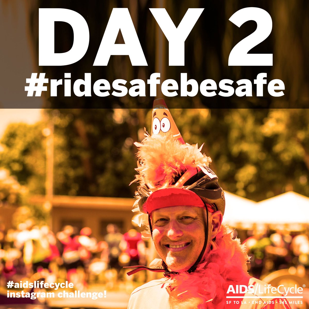 AIDSLifeCycle's tweet photo. Coney says, “Ride Safe, Be Safe!” Pay special attention to safe passing while Cycling, and safe lifting and driving for the Roadies out there! Be sure to share your fun safety orange outfit with the tag #ridesafebesafe. https://t.co/TS0eDqSaGG