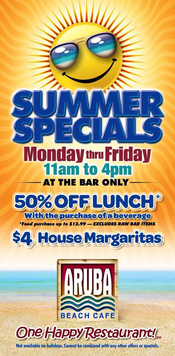 arubabeachcafe's tweet photo. Summer heat is back, but so is our Summer lunch special! Come cool off at the beach and enjoy a delicious lunch! 😉
#lunchonthebeach #oceanbreeze #50percentoff #sunshinyday #summertime #timetocooloff #toesinthesand #beachtherapy #lunchisready #arubabeachcafe https://t.co/Fkw1LV9JGl