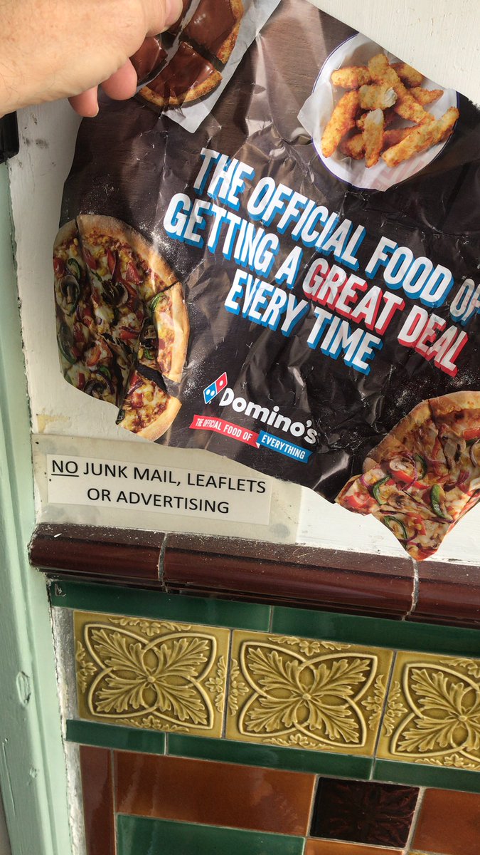 nigellocker's tweet photo. Please stop it now @dominos #Bath! Every week more junk mail despite our very clear sign. Is a screwed-up leaflet shoved through the door really the only marketing idea you can think of? https://t.co/rwC0ljYbUh