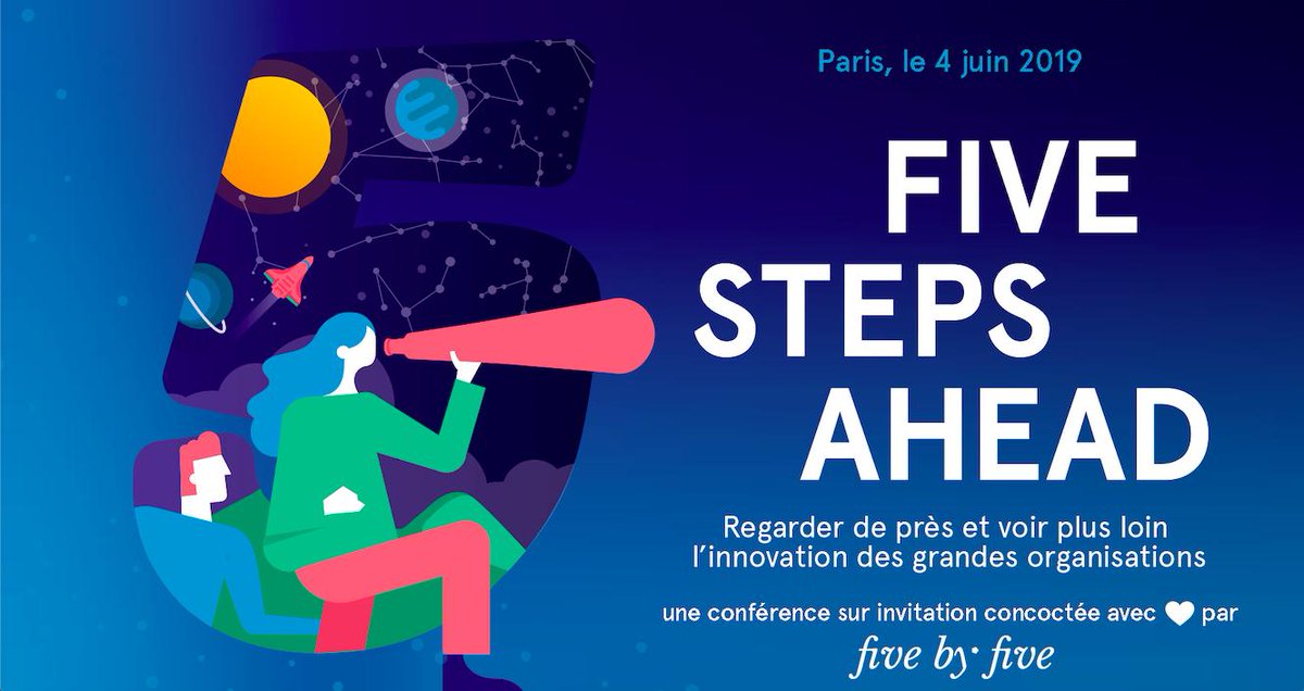 🚀 Five Steps Ahead 🚀, c'est demain ! Toute l'équipe <a href="/fivebyfiveio/">Five by Five</a> est impatiente de vous accueillir. Démystifions l'innovation dans les grands groupes ! #5stepsahead #corporateinnovation