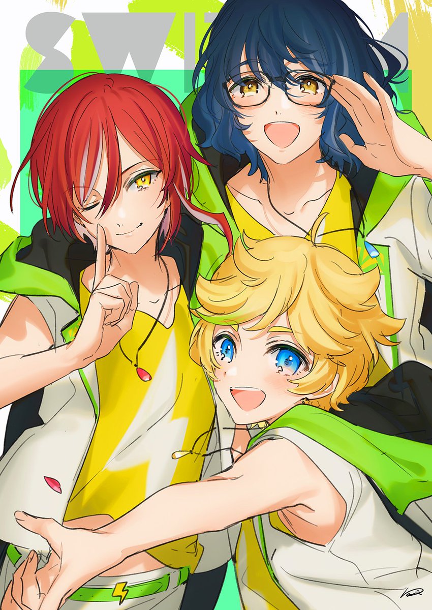 multiple boys yellow eyes blonde hair 3boys blue eyes glasses red hair  illustration images