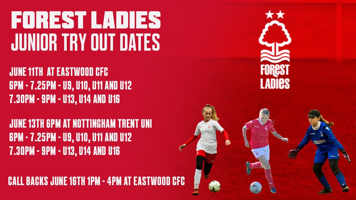 🤩 #ForestLadies Junior Try Outs are next week!!! 💪

🌳 Be part of the #NFFC Development Pathway!

💻 Register here TODAY 👉 nflfc.typeform.com/to/vvSvFJ

 #Nottingham #Nottinghamshire #GrassrootsFootball  #Development #AlwaysToBeHere