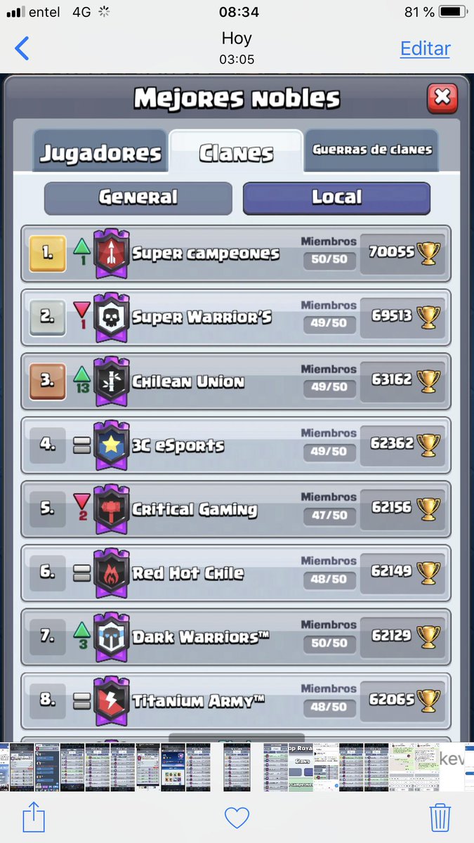 FELICITACIONES A SC POR SER EL PRIMER CLAN CHILENO EN OPTENER 70K . POSICIONANDOSE  EN EL PRIMER LUGAR 🥇. 18 Top Mundial -