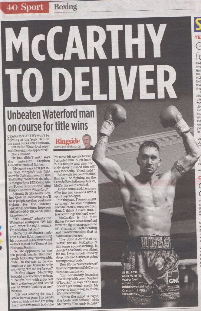 carrtogram's tweet image. Undefeated Super middleweight Craig McCarthy is ready &amp;amp; willing to fight on the Leeside Revolution show in Cork on July 20 @boxingunionIRL @ConorSlater9 @LoveIrishBoxing @AssassinBoxing