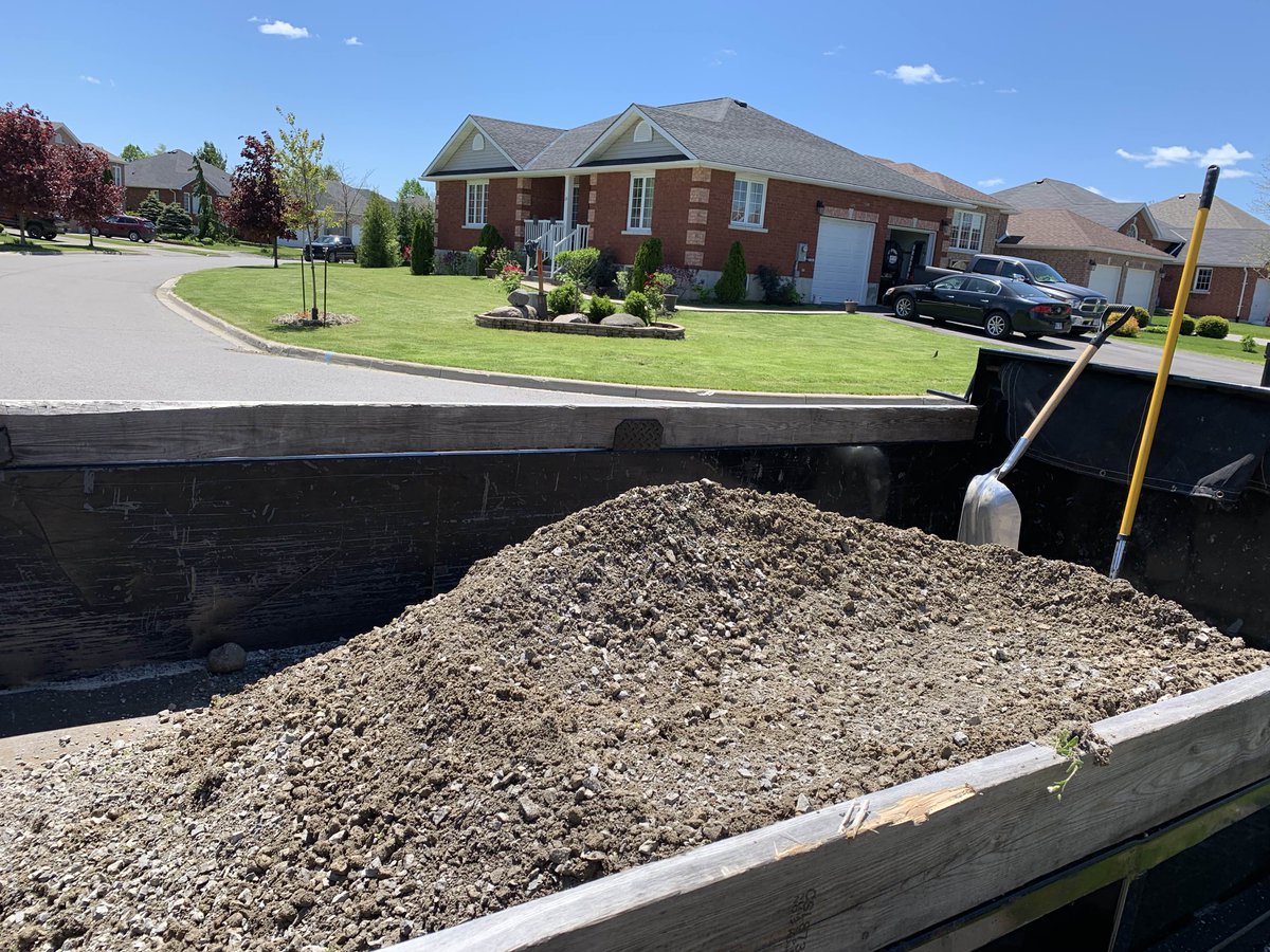 FirstResponseLS's tweet image. We are out today removing a gravel driveway! Need some gravel? We can deliver in port hope today for $50 per ton!