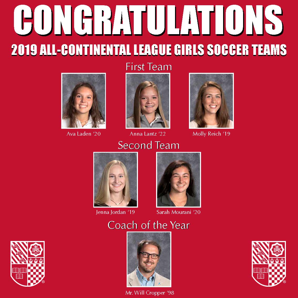 Congratulations to those from the <a href="/RJHSGDSoccer/">RJHS Girls Soccer</a> that made the first and second All-Continental League soccer teams! Coach and #GreatRaider Will Cropper '98 was also named Coach of the Year. Way to #GoRaiders #weareproudofyou