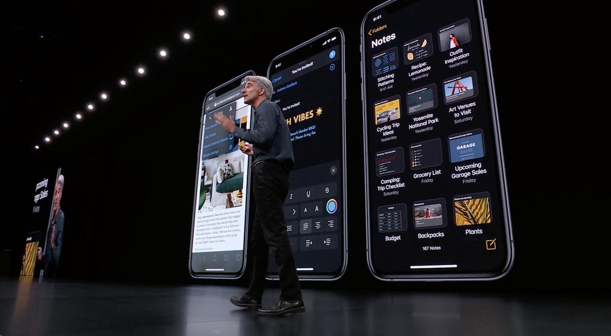 Помимо шикарного тёмного режима интерфейса, Apple завезла поддержку свайпа для клавиатуры и обновила почти все фирменные приложения.