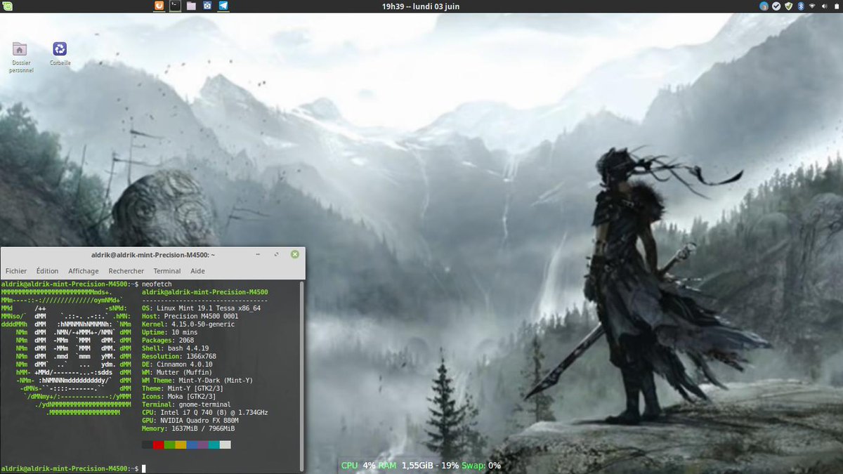 aldrikr's tweet image. #Linux_mint
Bureau du jour...