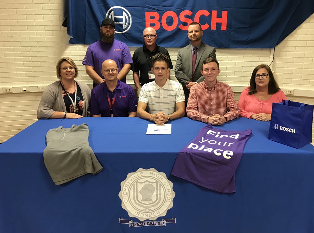CherryvilleCTE (@at_cte) on Twitter photo Exciting day at CHS. We had 2 students to receive employment offers from Bosch. Nick and Austin will be participating in the Apprenticeship 321 program in partnership with Bosch. Way to go Ironman! <a href="/CherryvilleHS/">Cherryville High</a> #signingdayatCHS Exciting day at CHS. We had 2 students to receive employment offers from Bosch. Nick and Austin will be participating in the Apprenticeship 321 program in partnership with Bosch. Way to go Ironman! <a href="/CherryvilleHS/">Cherryville High</a> #signingdayatCHS