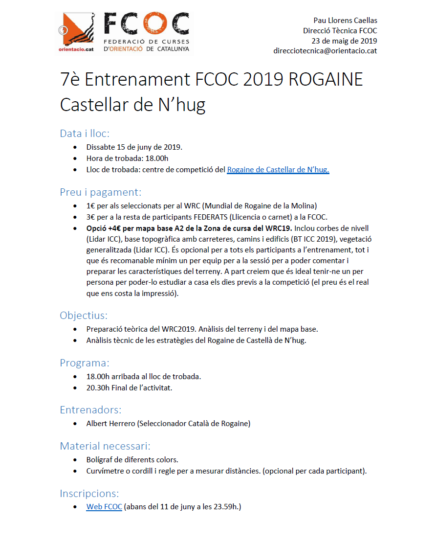 orientacio_cat's tweet photo. Segon entrenament de Rogaine FCOC 2019 el proper 15 de juny a Castellar de n'Hug.
#selecat #rogaining #wrc2019 https://t.co/OUsWTViFku