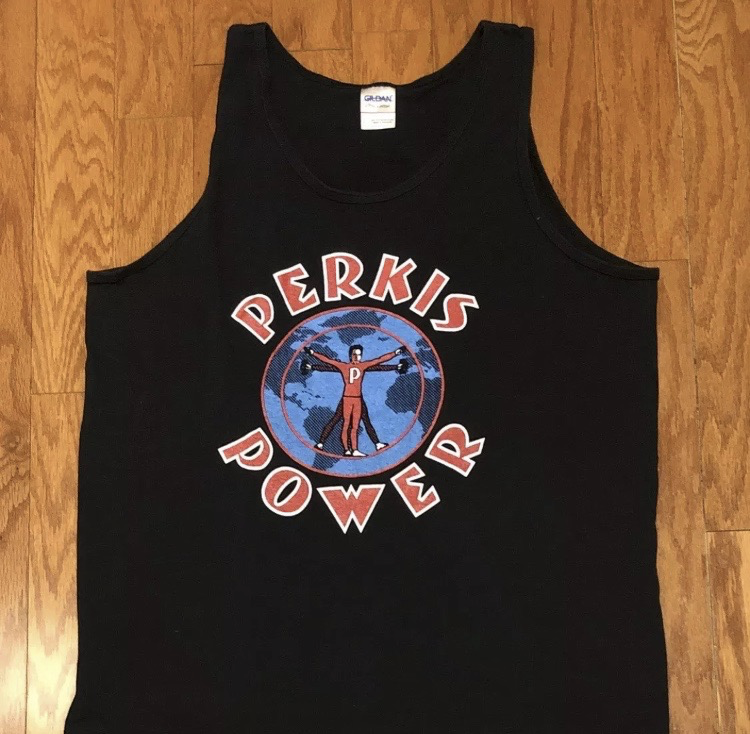 Erns_World's tweet photo. @SneakerDave Camp Nowhere was lit too lmao it's crazy you put this in my timeline. I bought the original Perkisizing tank-top and t-shirt for the movie promo over the weekend. My older brother was hype when I sent him these images lol. https://t.co/7PfsWaJOrd