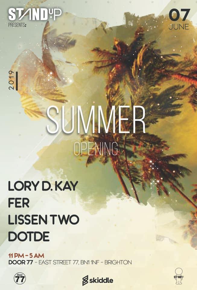 Don't miss the STAND UP Summer Opening party at DOOR 77 this Friday - 7th June - w/ DJs @Lorydkaydj #Fer #dotde #LissenTwo

#Minimal #DeepTech &amp; #TechHouse from 11pm - 5am.

Facebook event - facebook.com/events/2928317…