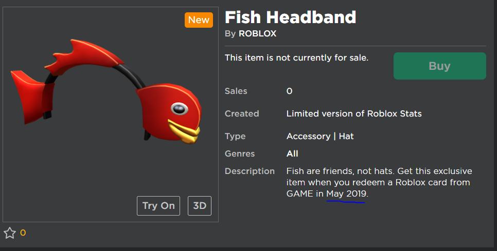 Roblox Notifier On Twitter New Hat Fish Headband Https T Co