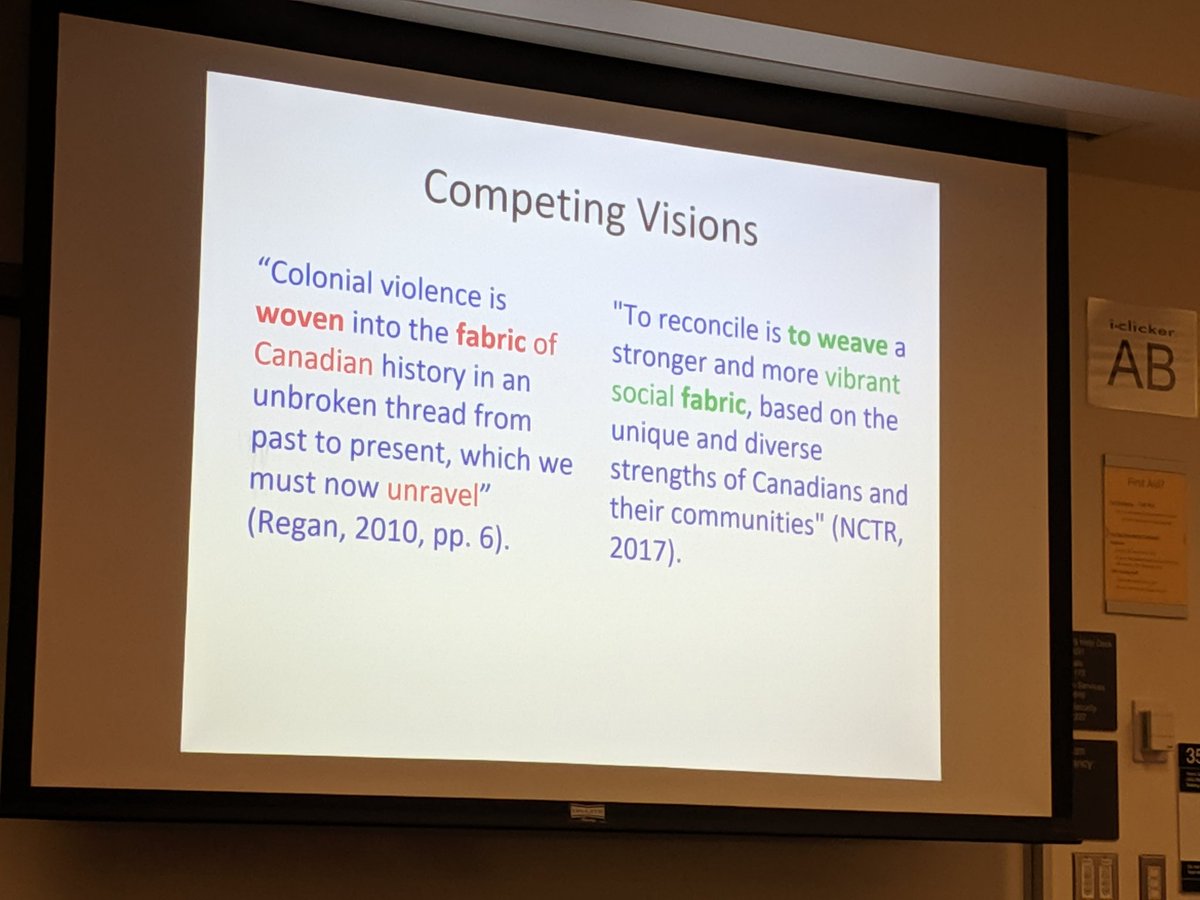 tausman's tweet photo. Brilliant presentation exploring how metaphors are used as framing devices in reconciliation work with students. #difficultknowledge #subjectivity @cacs_acec @lradford4 @Thotwrks #congressh2019 #CSSE2019 https://t.co/SEB8AQ9KHV