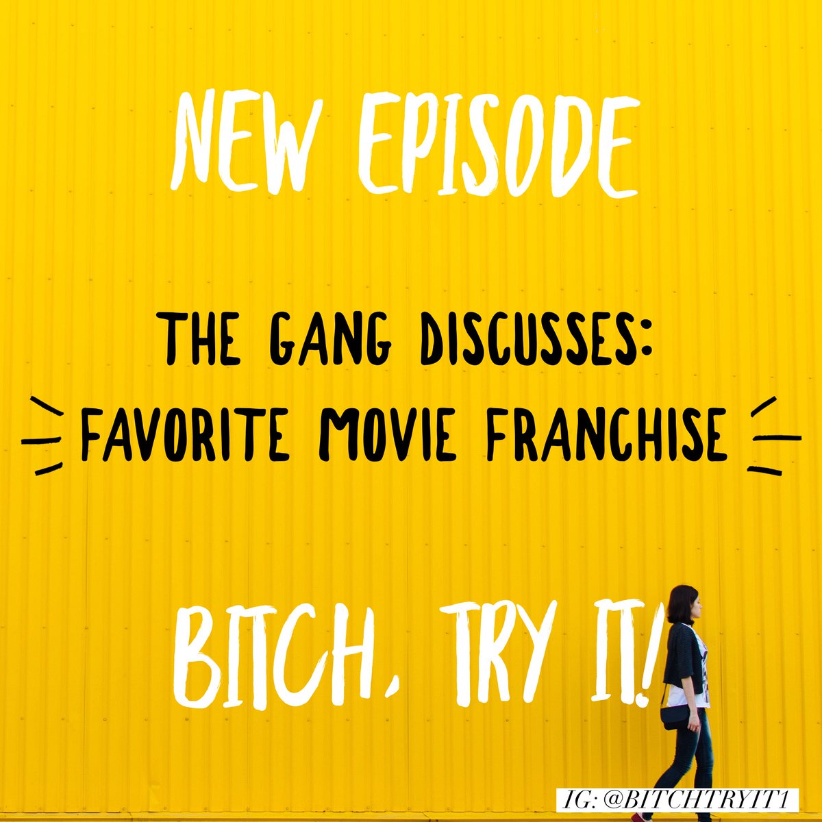 BitchTryIt1's tweet photo. We have a #newepisode up! It’s our highest quality one yet. New #BitchTryIt where we discuss our favorite Movie Franchises. Also, we have time stamps for people who want to skip our rambling. 🖤 #podcast #new https://t.co/fvvEcvEnoQ