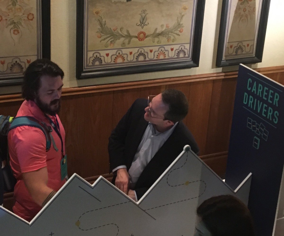 michellesuzuki's tweet image. When the CEO talks unique career drivers 1:1 with conference attendees @Instructure #BridgeCon #dangoldsmith #humanresources #HR #employeedevelopment #career #peoplefirst