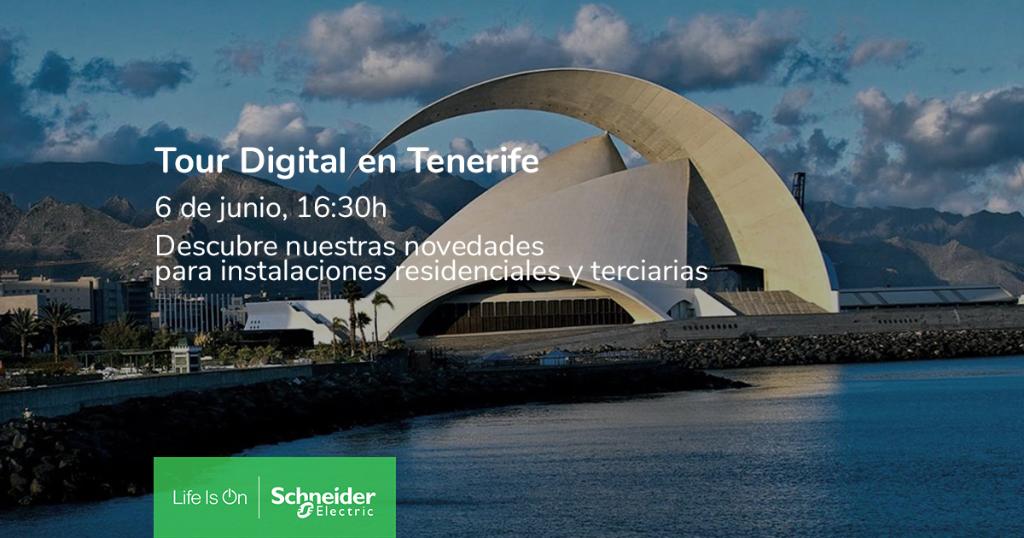 SchneiderES's tweet photo. Próxima parada de nuestro #TourDigital: 6 de junio en #Tenerife. Regístrate ahora y participa en nuestros talleres en instalaciones residenciales y terciarias 👉 https://t.co/LHHCO67uaV #TransformaciónDigital https://t.co/RQji4zH48q