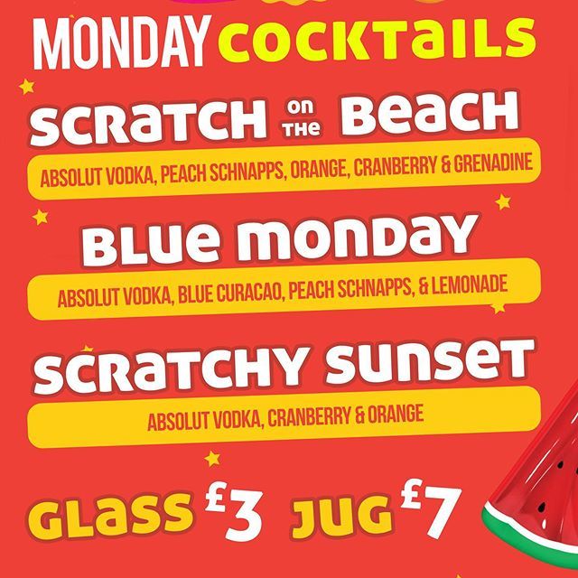 ScratchMondays's tweet photo. You can’t have a Beach Party without Cocktails!! 🍸🍹 On offer tonight and throughout the Summer @scratchmondays . Tickets from https://t.co/BMsG5ukTEe or pay at the door from 10pm 🏖🍍😎☀️ https://t.co/bcKv2c2us5 https://t.co/7v9yWkqTEP