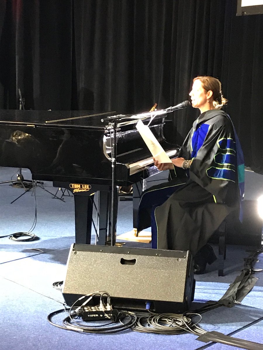 Tantalusrange's tweet photo. Today’s special Convocation ceremony honoring Dr Sarah McLachlan with an honorary Degree & then her in turn honoring us with her music!! #iluvcapu, #convocation2019 #CapU #hugefan #luvmyjob https://t.co/gwGc61yg04