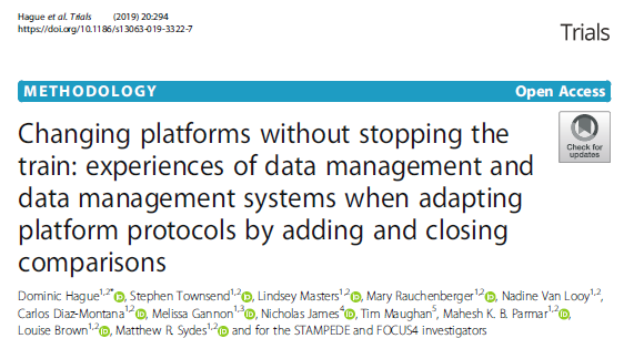 mattsydes's tweet photo. Did you see our trio of linked papers in #TrialsJournal about implementing platform clinical trial protocols, drawing on our #STAMPEDEtrial and #FOCUS4 experiences? #SuggestedReading for people with quiet moments at @ASCO #ASCO19 and @PSIUpdate #PSI2019 https://t.co/dOTSyZ4JTt https://t.co/u9iTVo2rcq