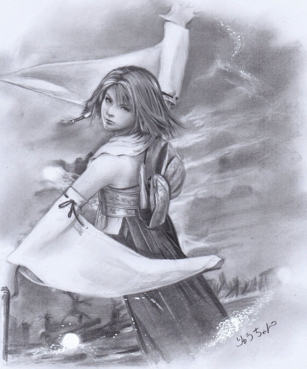 ファイナルファンタジー10のユウナ😃 鉛筆で描いてます😃 #ファイナル