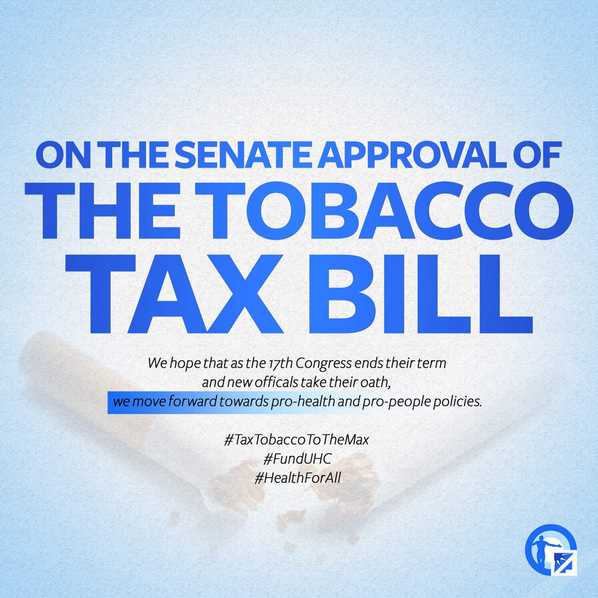 upalyansa's tweet photo. The passage of Senate Bill 2233 ensures the funding for the Universal Healthcare Law allowing each Filipino to claim their right to accesible and quality health care.
We hope that we move forward towards pro-health and pro-people policies.
#TaxTobaccoToTheMax
#FundUHC https://t.co/o5HqRSAeuA