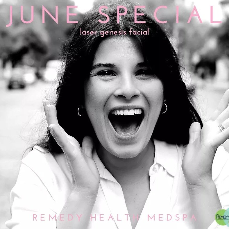 RemedyHealthPC's tweet photo. Great for red and #browndiscoloration, #collagenbuilding and #skintightening, try our #LaserGenesisFacial!  Now through the month of June only $89 each (normally $129) or buy 3 treatments for $299 or 6 for $569!  Treatments are recommended every four weeks.
​
Offer expires Jun 30 https://t.co/C3FYJHYqOS