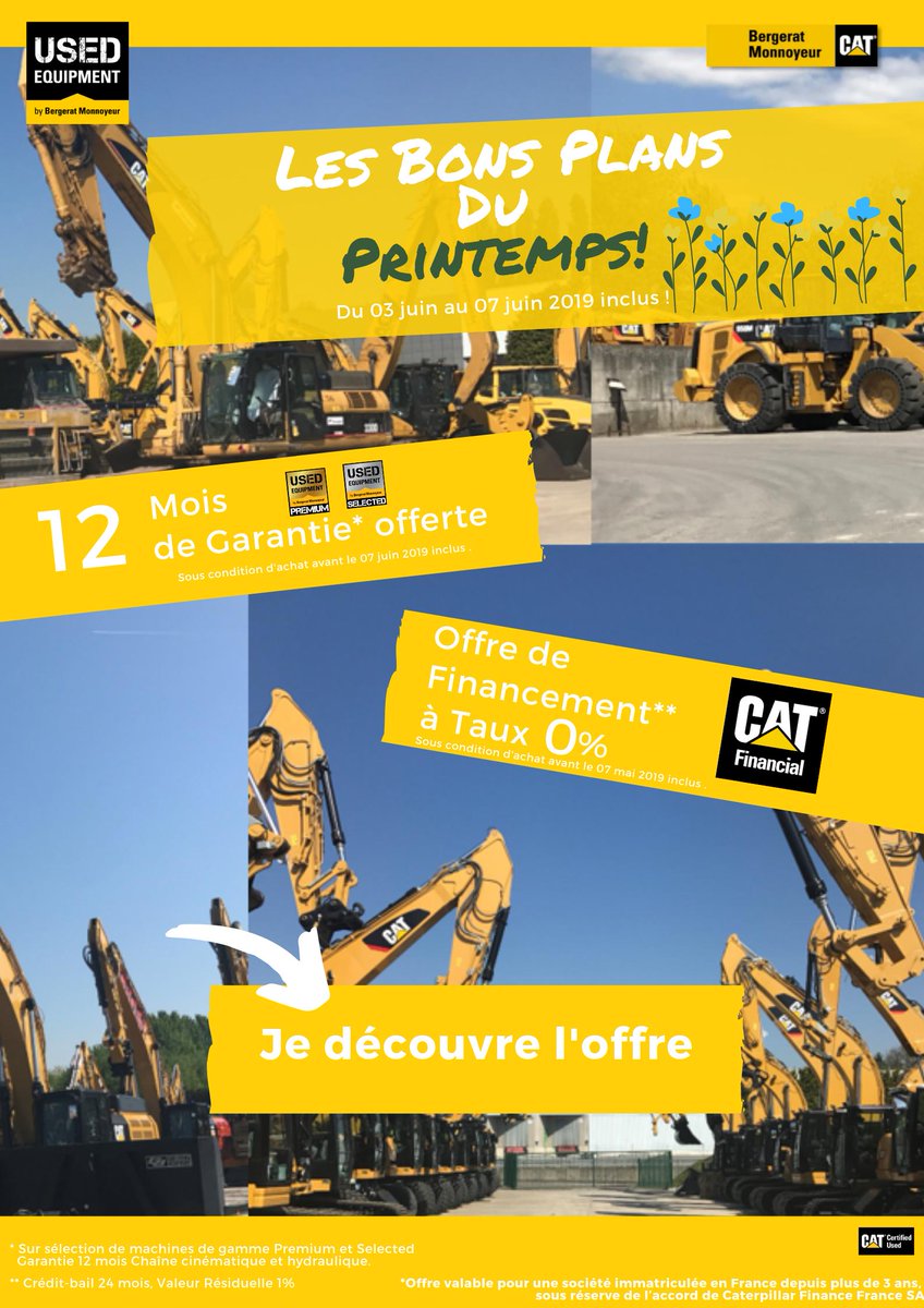 UsedEquipmentBM's tweet photo. LES BEAUX JOURS SONT ARRIVÉS🌞
ET NOS BONS PLANS DU PRINTEMPS 2019😎
Offre valable du 3 juin au 7 juin 2019 inclus! N'attendez plus !!!!! :-)
Découvrez vite nos offres promotionnelles 2019 sur notre sélection de machines d'occasion!!!
En cliquant ici ---> https://t.co/EcQoyjc1Vi https://t.co/nbZhoQqS5c