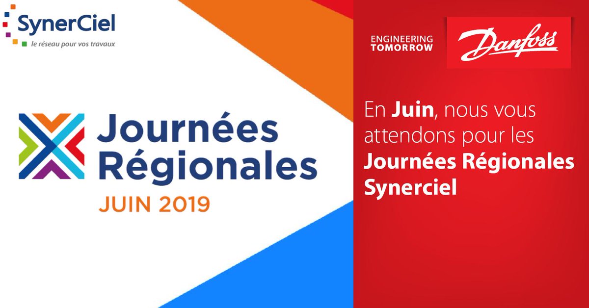 Danfoss_France's tweet photo. Venez nous rencontrer sur les 11 salons #Synerciel tout au long du mois de Juin. De nombreux associés y sont attendus à travers la France pour prendre part aux Journées Régionales 2019 et pour discuter #rénovationénergétique ! @DanfossSouthEurope #Danfoss https://t.co/5LKTIx5LOX