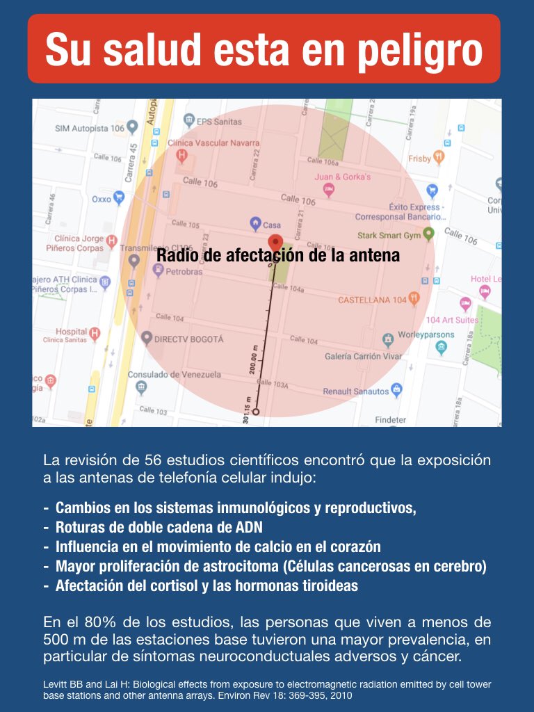 hac1998's tweet photo. Las antenas celulares afectan la salud de los seres vivos humanos, animales y árboles) en un radio de 500 metros, publicación científica completa en https://t.co/Jpyj6ALs7r @ELTIEMPO @EnriquePenalosa @RedMasNoticias @NoticiasCaracol @NPlanetaRCN @MinTIC_responde @NOANTENASCEL https://t.co/B2lFDXVOOj