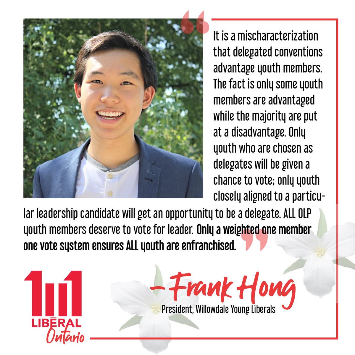 MemberVote's tweet image. 1=1 is honoured to have the support of 2 talented and thoughtful Young Liberals. Thank you Frank Hong and Tyler Watt. #W1member1vote