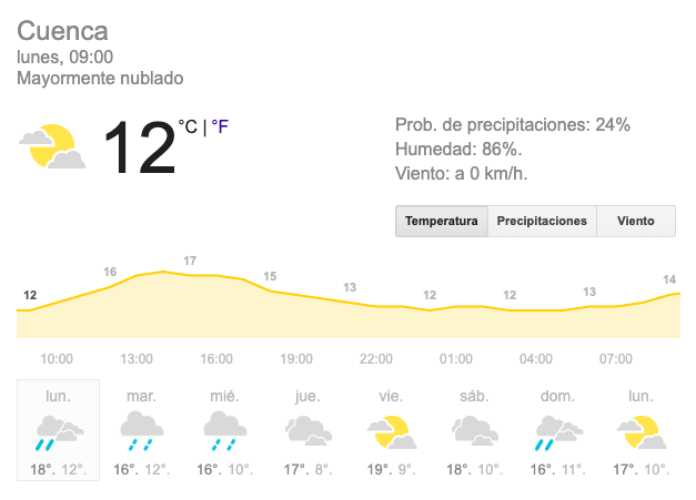 el_alerta's tweet photo. Iniciamos la primera semana laboral de junio; revisemos el pronóstico del clima para hoy en #Cuenca. #AlertaCuenca https://t.co/uoMQdqc6HZ