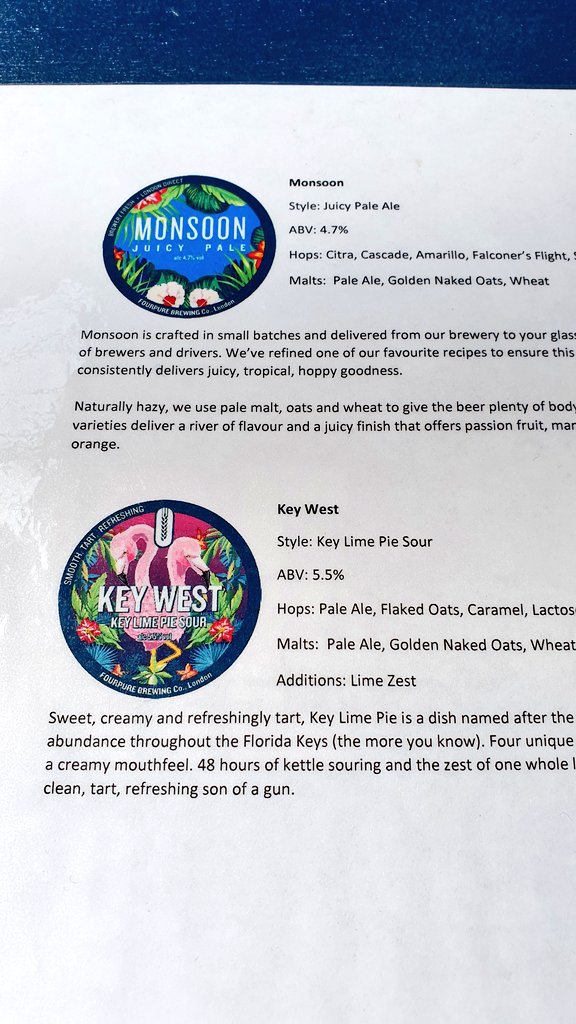 Tried some interesting beer from @fourpurebrewing at the <a href="/GBCuredMeat/">British Cured Meat Awards & Festival</a> festival over the weekend. Papaya &amp; Habanero Chilli IPA was a refreshing mix of fruitiness and spiciness.