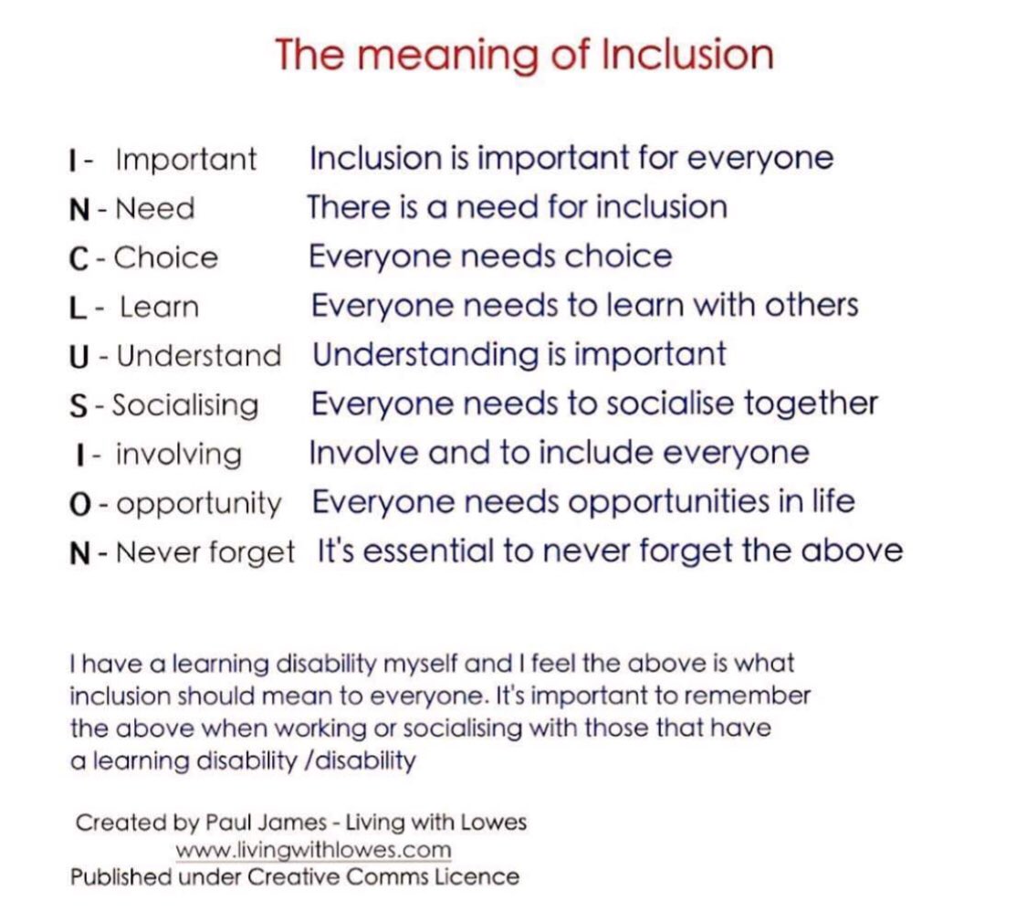 livingwithlowes's tweet image. @virtualleader Hi Jane, please see attached “The meaning of Inclusion” which I have wrote. Please can you ask followers to see my website too. Thanks, Paul.