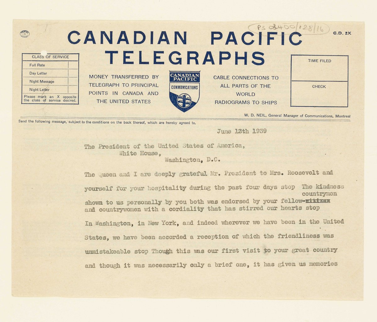O Xrhsths The Royal Family Sto Twitter The Items Include Photographs And A Telegraph From King George Vi And Queen Elizabeth S Visit To The Us In 1939 Where They Were Entertained By