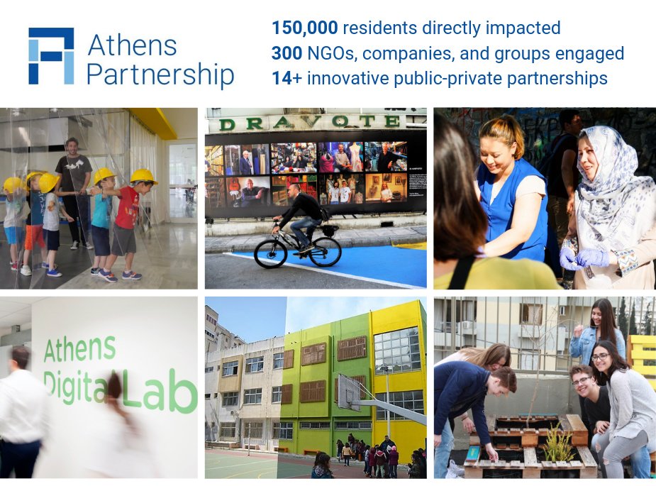 Over 150K Athenians served by our innovative programs. Read about the results of these philanthropic public-private collaborations in our 2018 Annual Report! Thanks to <a href="/SNForg/">Stavros Niarchos Foundation (SNF)</a> <a href="/AthensMayor/">Δήμος Αθηναίων</a> <a href="/BloombergAssoc/">Bloomberg Associates</a>  + 300 more partners! athenspartnership.org/s/AP2018.pdf #athenspartnership