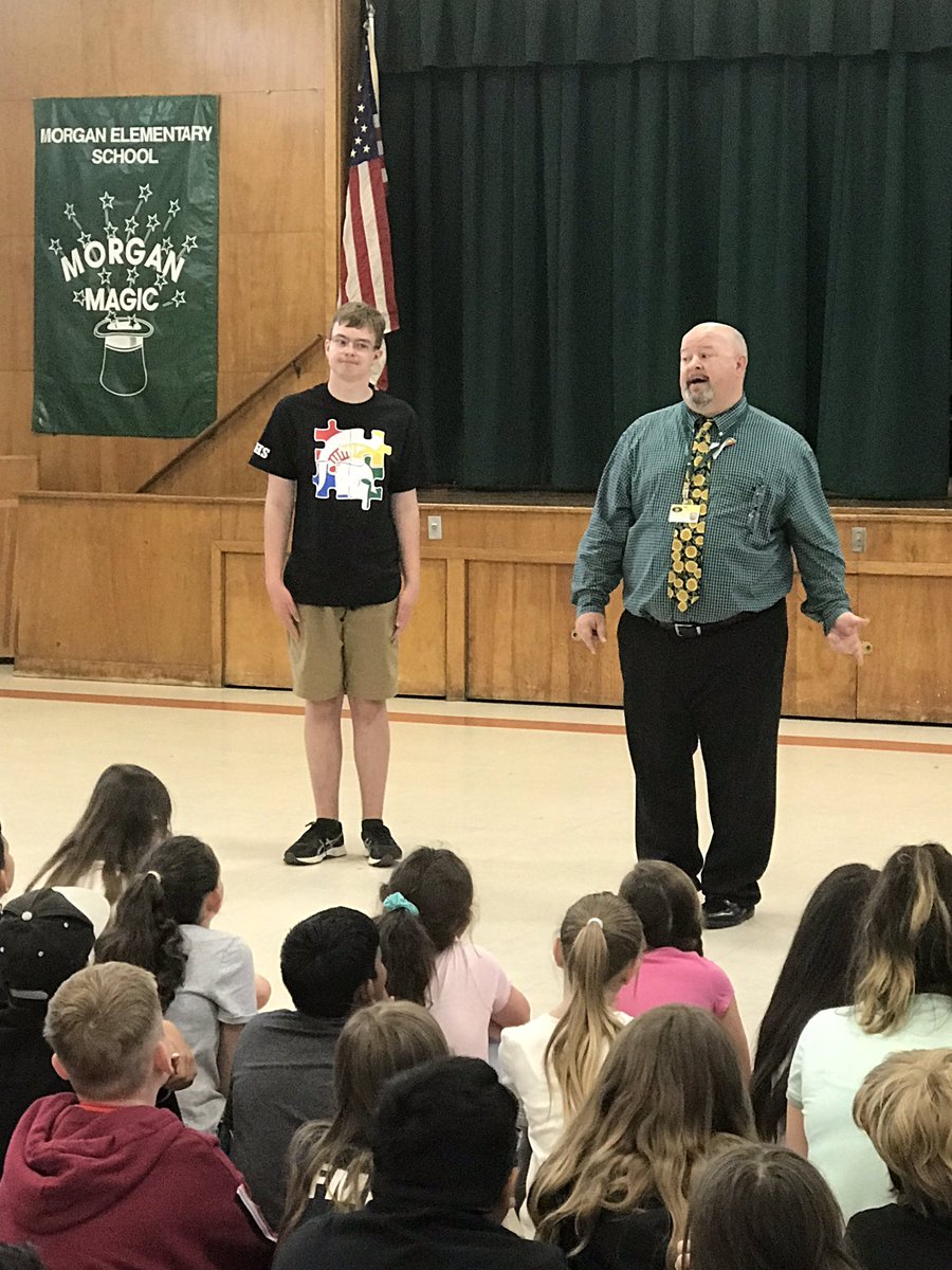 HTSD_Morgan's tweet photo. Thank you to Mr. Sinkleris &amp; Ryan for an awesome assembly on Autism Awareness! @WeAreHTSD #MorganMagic #AwareBecauseWeCare https://t.co/s5EmyzaHYV